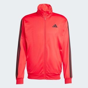 adidas Men’s Bright Red Zip Track Jacket with Black Stripes